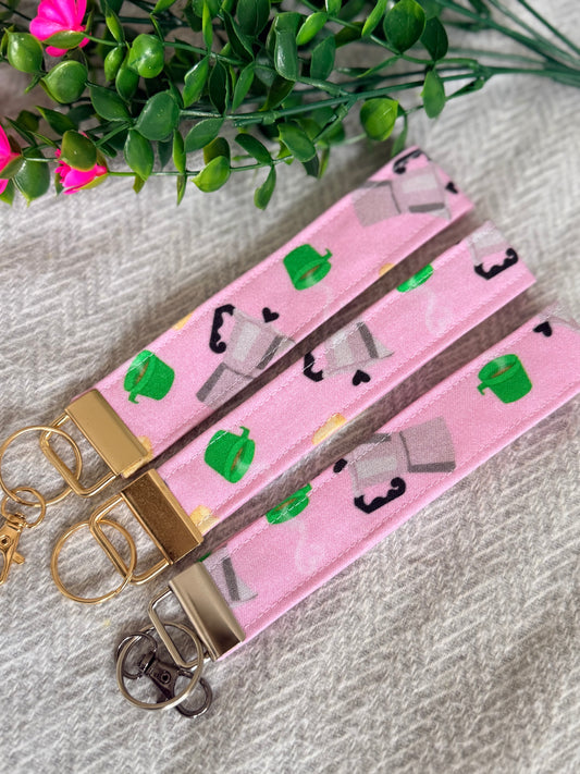 Print Wristlet Keychain - Coffee